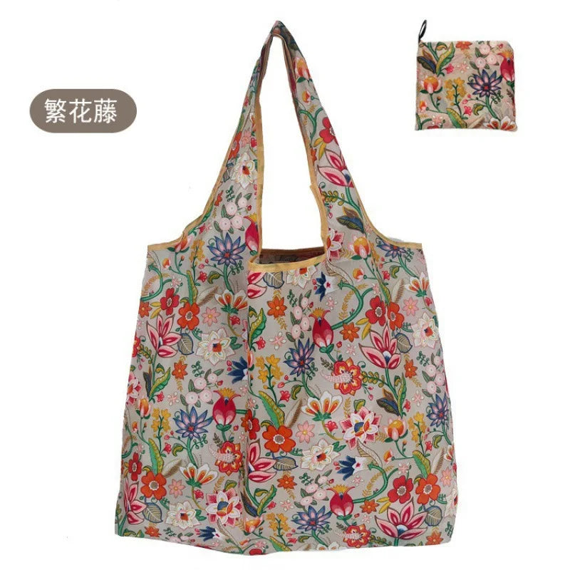 Large Reusable Shopping Bag for Women Shopper Tote Folding Bag Eco-Friendly Reusable Foldable Grocery Case Handbags Storage Bags