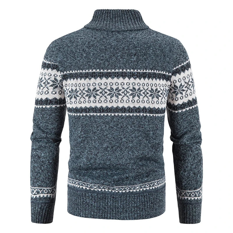 Winter Men's Fleece Cardigan Christmas Knit Sweater Coat Business Casual Jacket High Quality Male Wool Cashmere Clothing