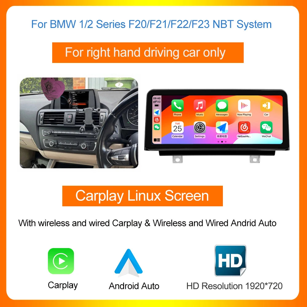 AUTOTOP 10.25â€1920*720 Wireless Carplay Android Auto Car multimedia player for F20 F21 F22 F30 F31 F32 F33 F34 F36 NBT 2013-2017