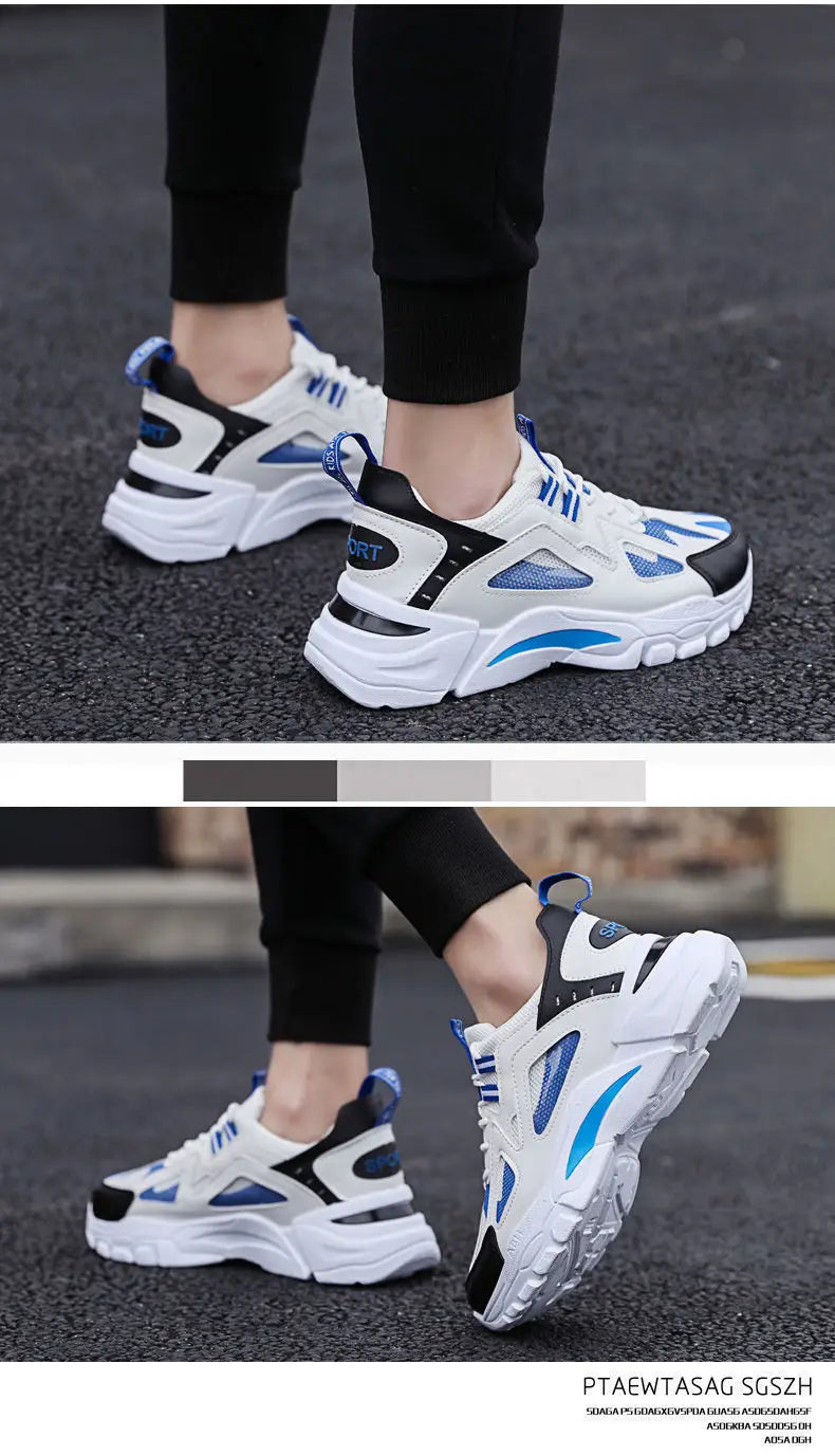 Men's Casual Sports Shoes 2023 New Men Platform Breathable Running Shoes Trendy Leather Stitching Mesh Men Nude Shoes ÐºÑ€Ð¾ÑÑÐ¾Ð²ÐºÐ¸