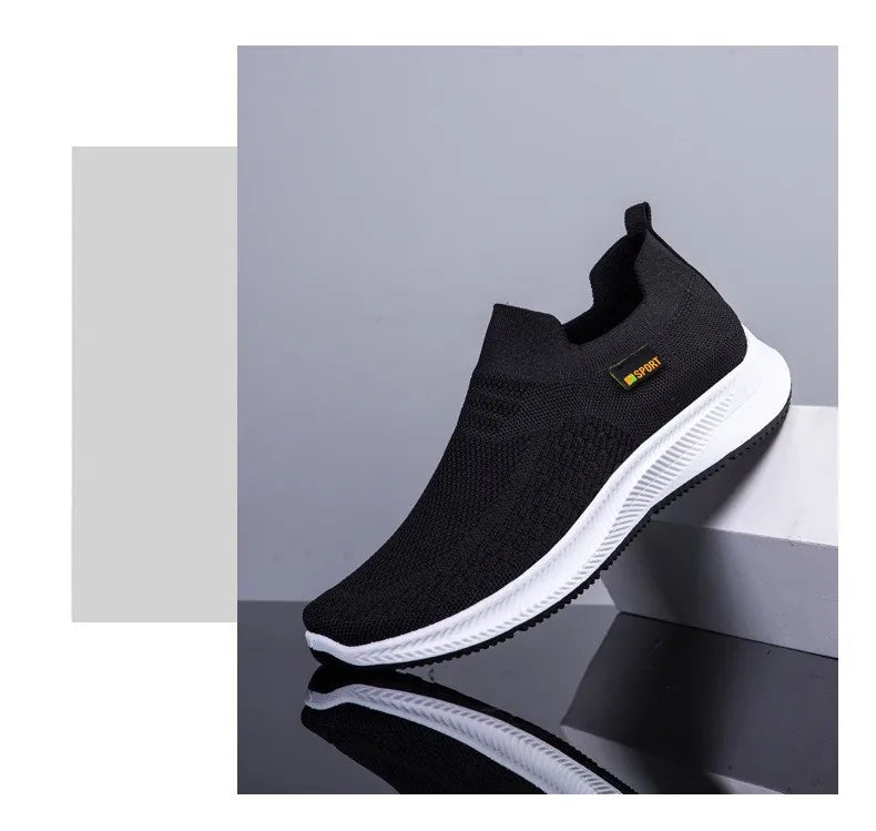 Men Walking Shoes Knit Mesh Breathable Sneakers Lightweight Sneakers Slip-on Mens Casual Shoes Fashion Comfort
