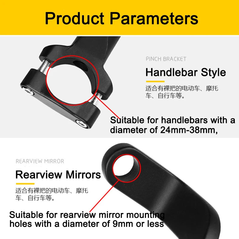 Motorcycle Mobile Phone Holder for iPhone Xiaomi Universal Rearview Mirror Handlebar Holder Bicycle Cycling Aluminum Alloy Stand