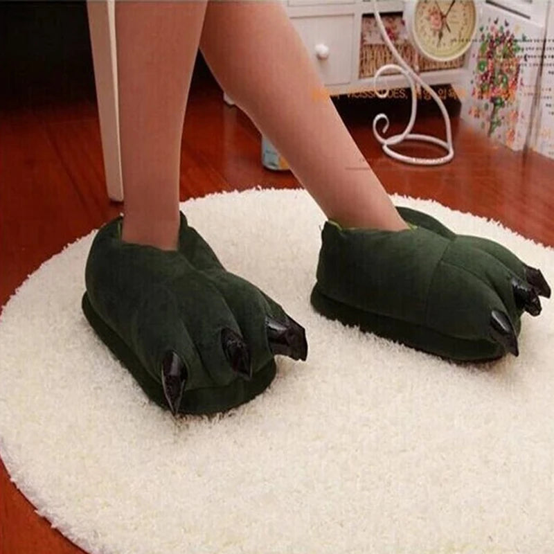 2025 Winter Warm Soft Indoor Floor Slippers Women Men Shoes Paw Funny Animal Christmas Monster Dinosaur Claw Plush Home