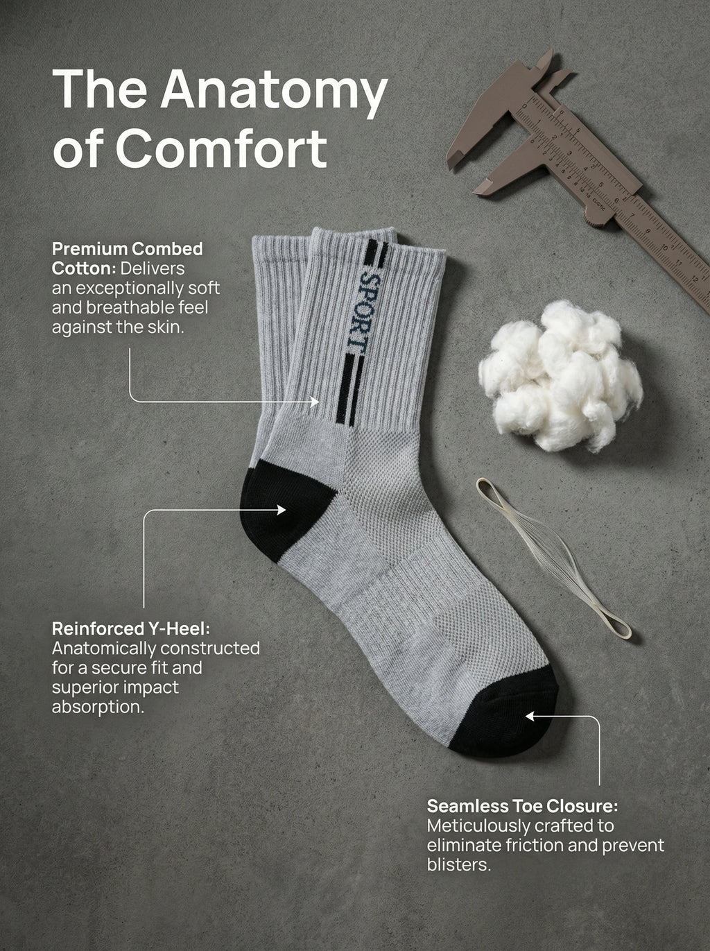 Men's Breathable Mesh Sport Crew Socks, Combed Cotton Anti-Odor Sweat Wicking Athletic Socks for Running Gym Daily Wear, 5 Pairs