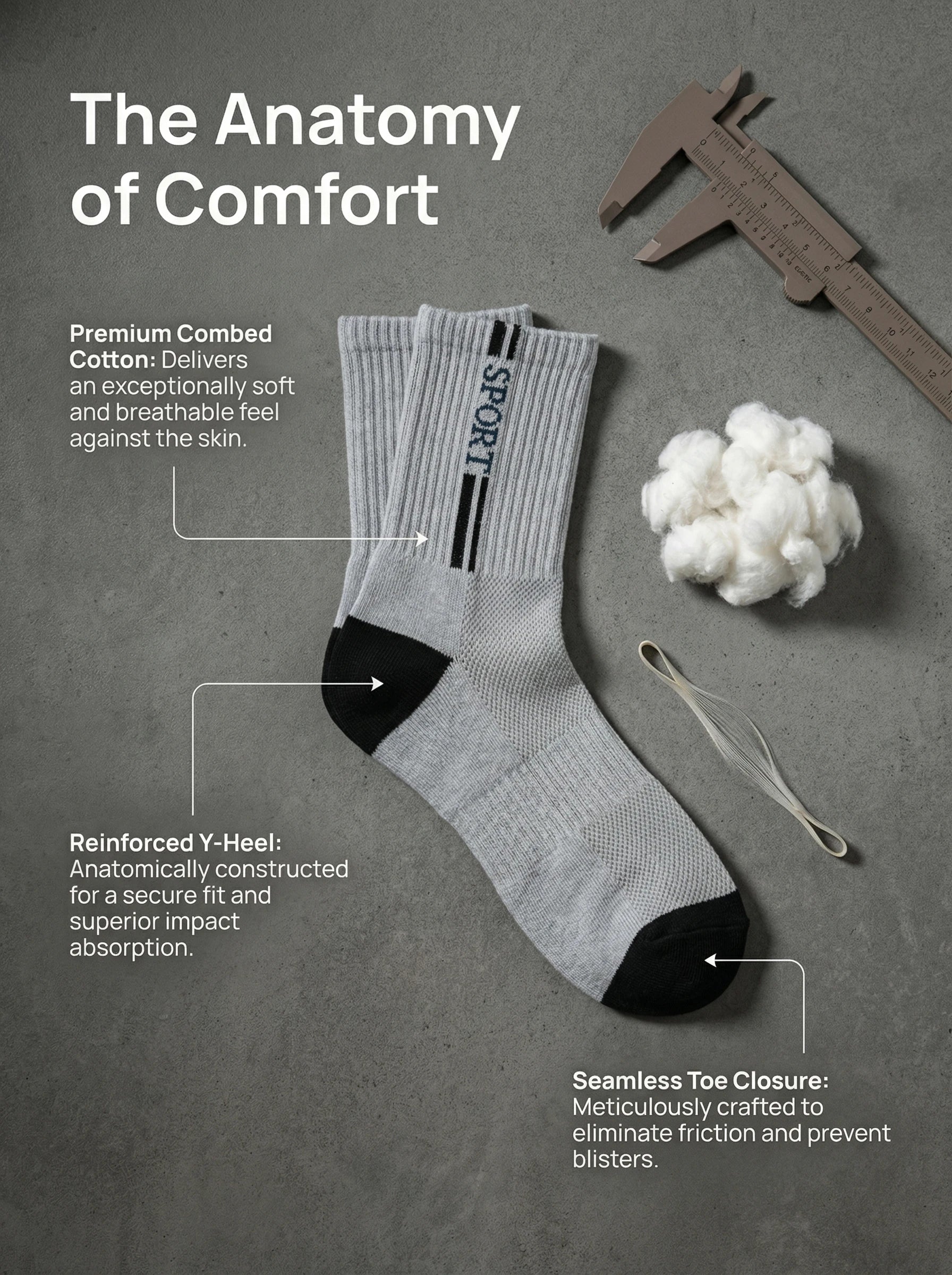 Men's Breathable Mesh Sport Crew Socks, Combed Cotton Anti-Odor Sweat Wicking Athletic Socks for Running Gym Daily Wear, 5 Pairs
