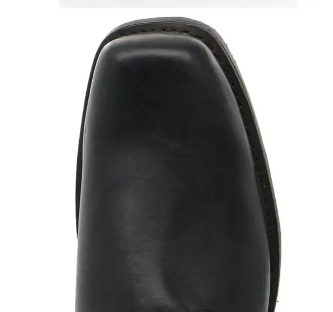 Luxury Retro Cowboy Boots Men Mid Calf Western Boot Men Pu Leather Man Slip On Shoes Winter Knight Boots Booties Plus Size 48