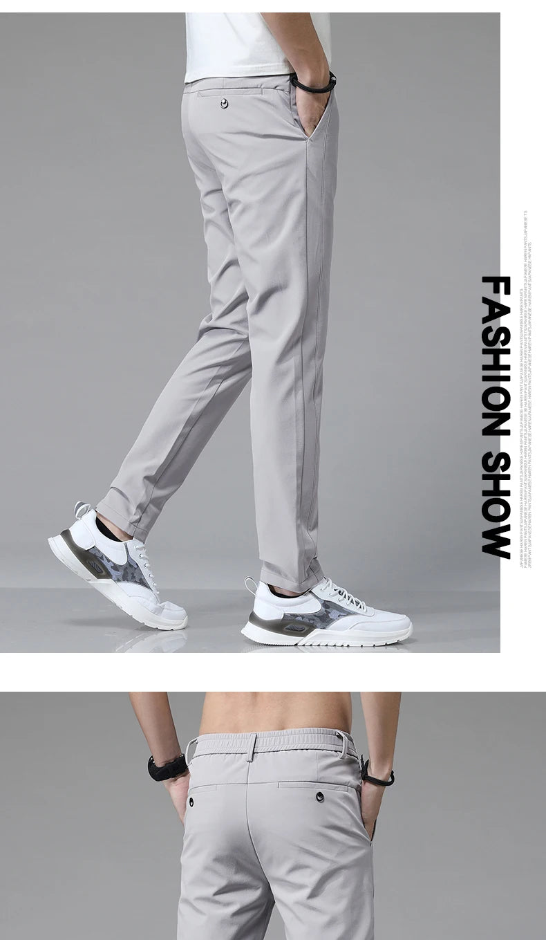 New Spring Summer Ultra-thin Men's Stretch Slim Straight Casual Pants High Quality Fashion Breathable Golf Sports Trousers