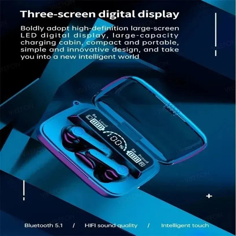 M19 Bluetooth Wireless Headset 5.3 Bluetooth Earphones IPX5 Waterproof Headsets with Mic HiFi Stereo Music Earbuds for All Phone