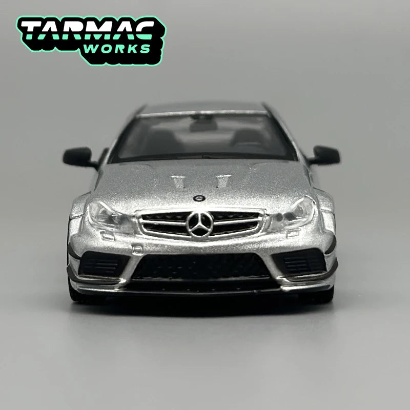Tarmac Works 1:64 TW Mercedes-Benz C63 AMG Coupe Black Series Silver Metallic Chase alloy car model