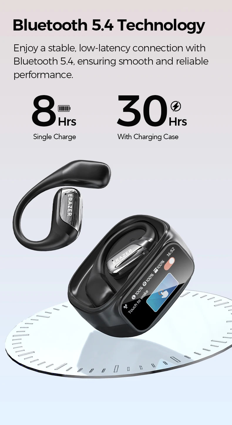Bluetooth Headphones ERAZER XF35 Full HD Display Wireless Earphones Translation Earbuds Clear Sound Quality 400mAh Charging Case