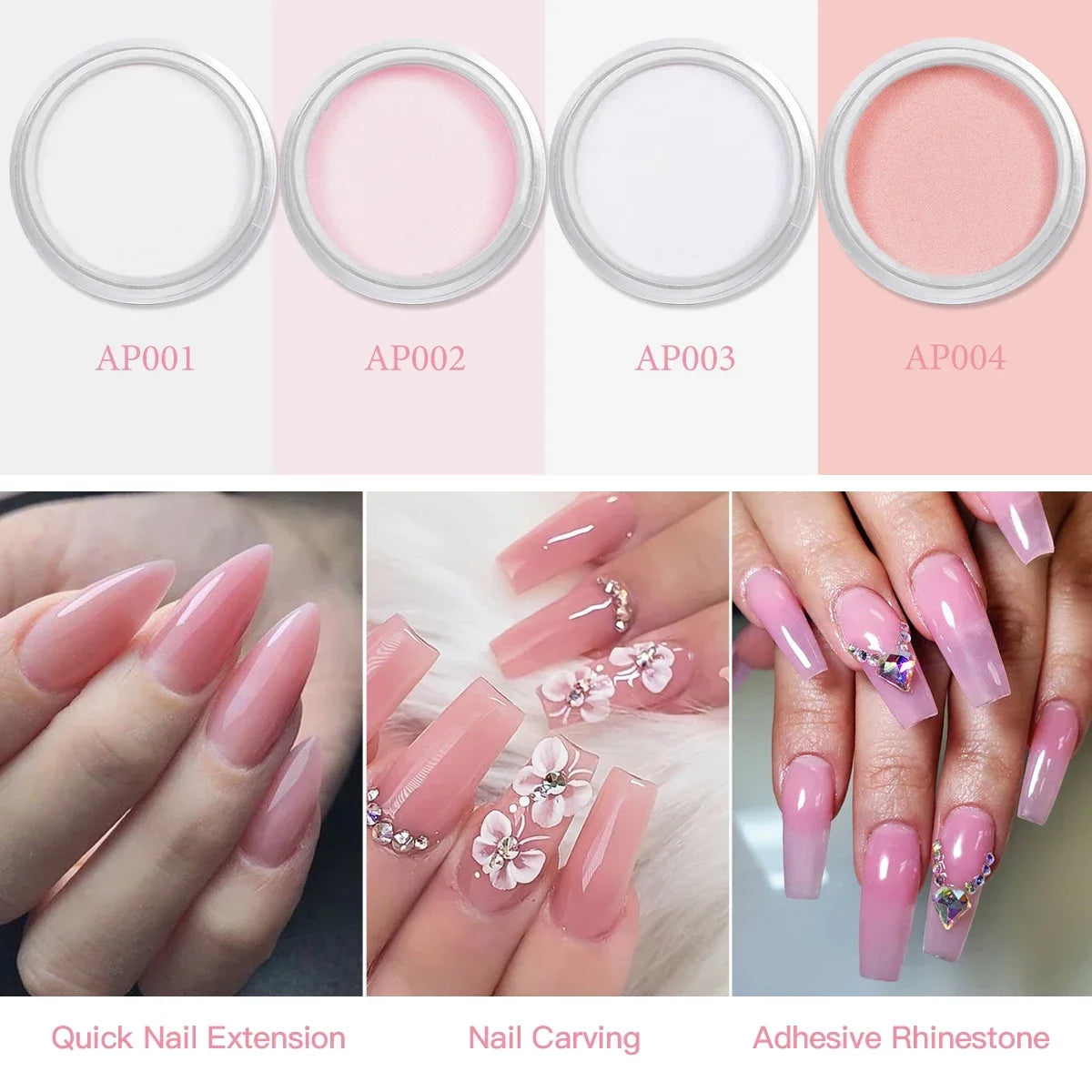 10g Acrylic Nail Powder Nude Pink White Transparent Nail Supplies No Need Lamp Cure Professional Powder for Nails Extension