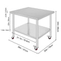 SucceBuy 36 x 30 inch Stainless Steel Work Table with 4 Wheels Heavy Duty Food Prep Worktable for Commercial Kitchen Restaurant