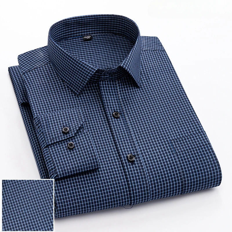 New in shirt elegant 40%cotton long-sleeve shirts for men slim fit Casual plain shirt plaid designer tops houndstooth clothes
