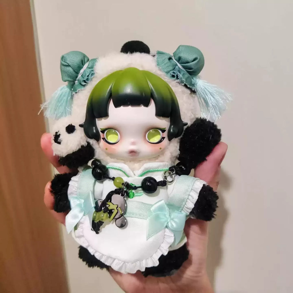 Skullpanda Chinese Style Panda Bear Doll Reusable Clothes Skins Traditional Artistic Design Collectible Plush Toys Hobbies