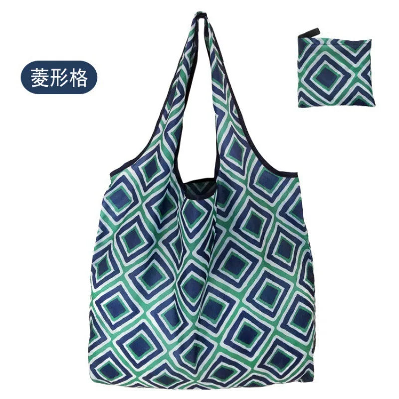 Large Reusable Shopping Bag for Women Shopper Tote Folding Bag Eco-Friendly Reusable Foldable Grocery Case Handbags Storage Bags
