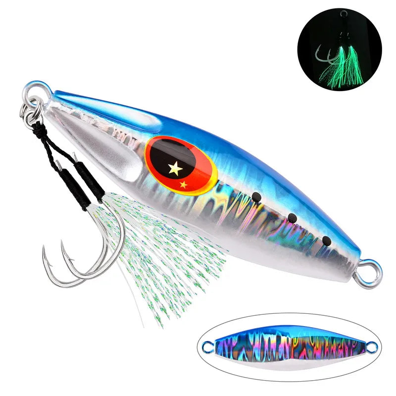 1pcs Glowing Metal Jig Fishing Lure Bionic Sea Bait With Realistic Action Durable Slow Pitch Jig For Nighttime Catches