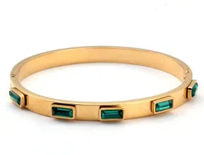Stainless Steel Crystal Bracelet Bangle – Elegant 3-Stone Fashion Jewelry
