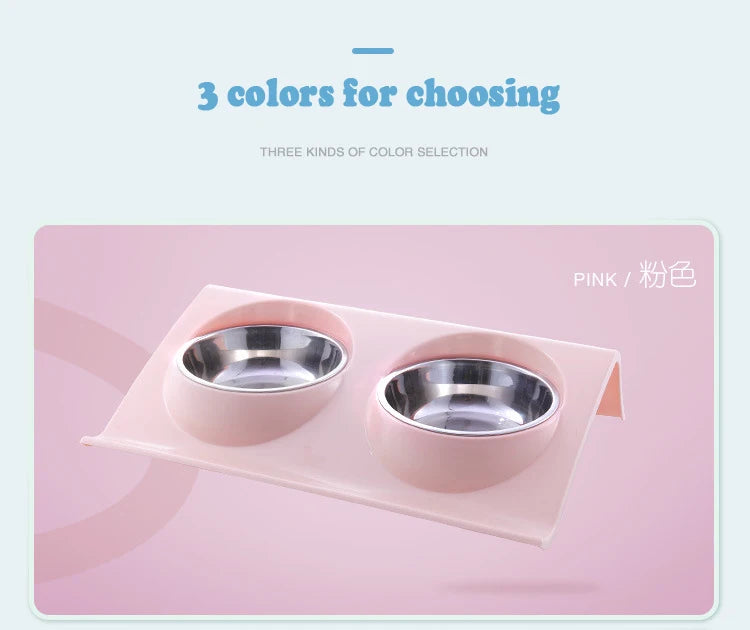 Double Bowls Pet dog cat Feeding Station Stainless Steel Water Food Bowls Feeder Solution for Dogs Cats supplies