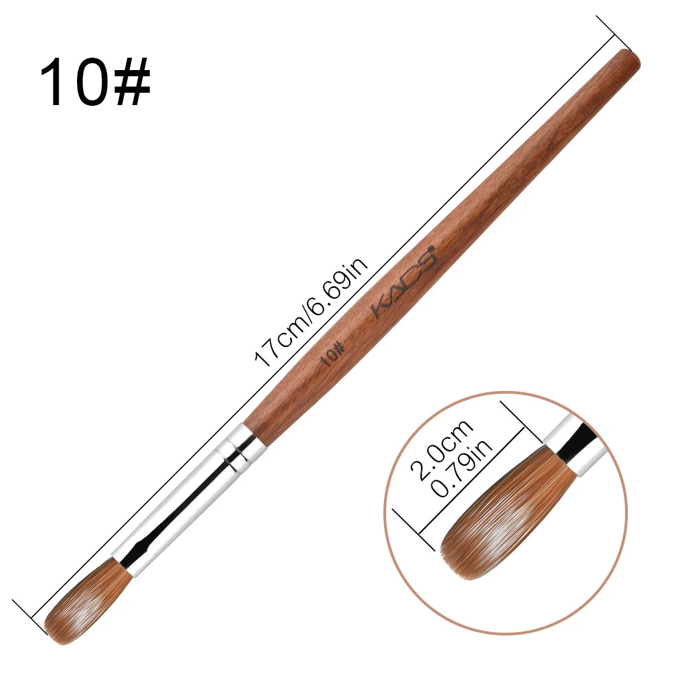 KADS Acrylic Nail Brush Crimped Kolinsky Sable UV Nail Art Gel Extension Brush Manicure Brush Flat Round Red Wood Nail Brush - EXPRESS STORE
