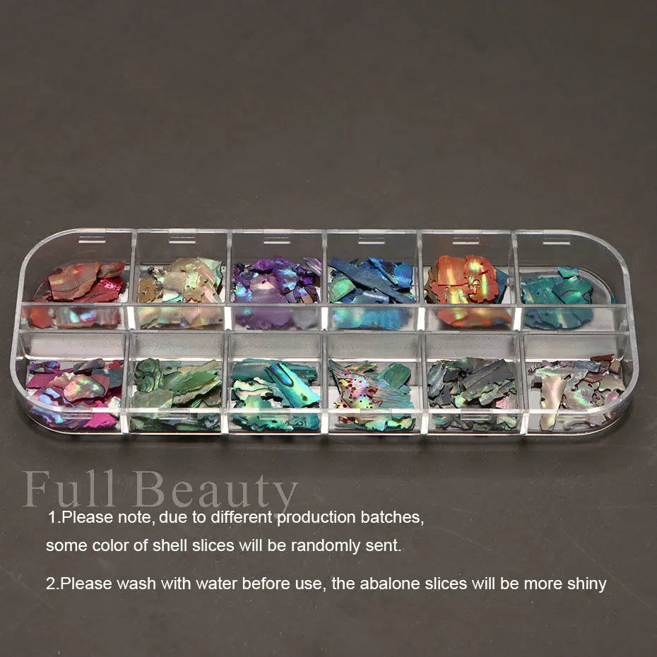 6/12Grid Abalone Sea Shell for Nails Holographic Mirror Nail Art Glitter Flakes Rainbow Mermaid Irregular Sequins Manicure Decor
