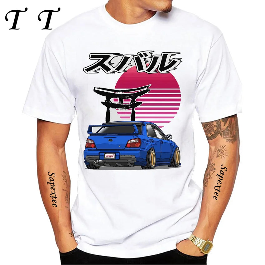 JDM Subie Impreza WRX Bugeye 2000 T-Shirt New Summer Men's Short Sleeve Funny Car Design Sport White Casual Boy Tee shirt Tops