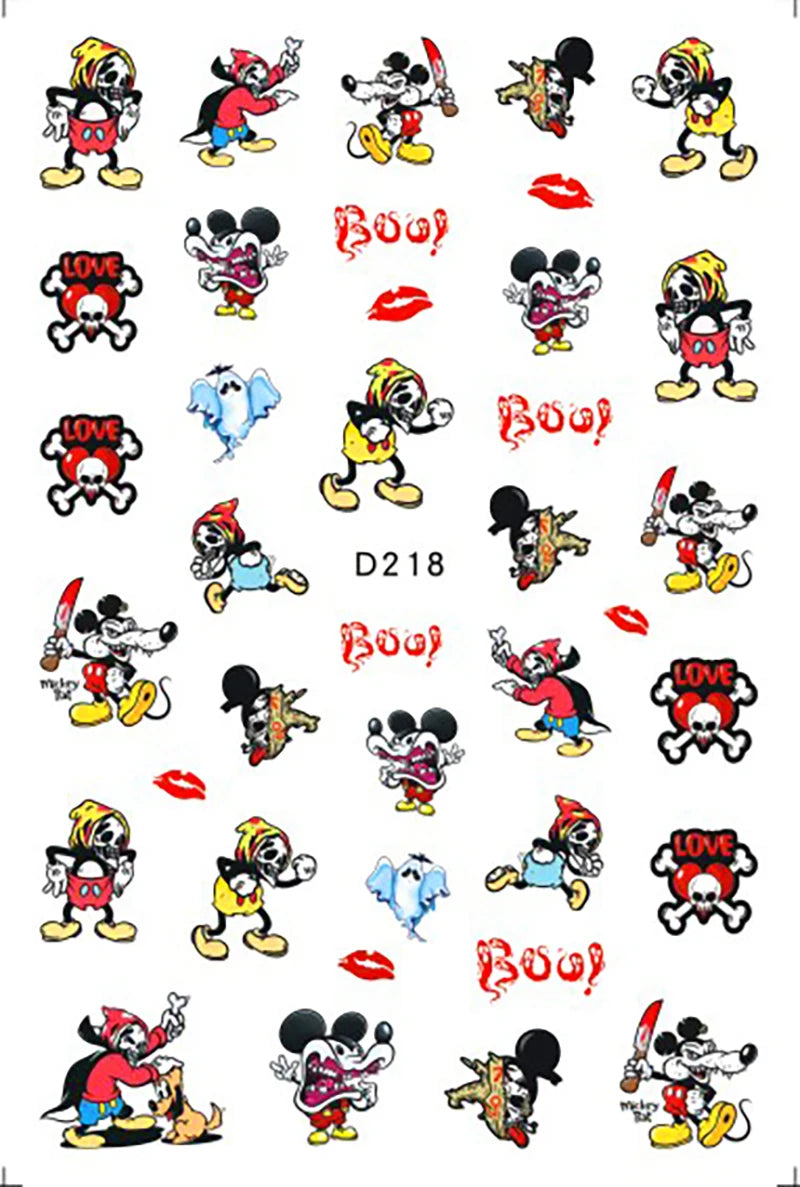 Disney Cartoon Adhesive Nail Stickers Nail Decorative Decals Nail Sliders Stitch Mickey 3D Stickers Press on Nails