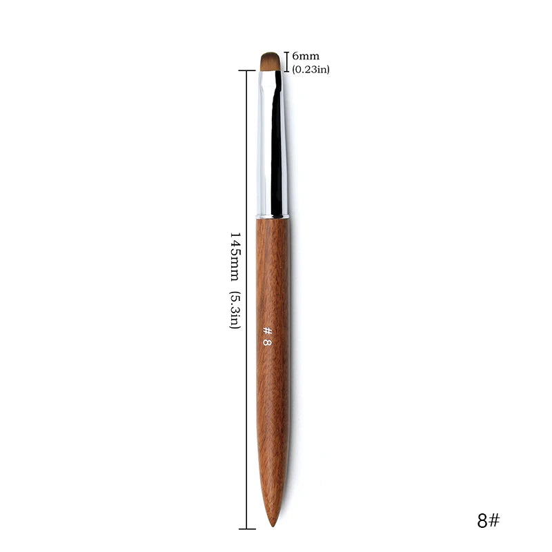 5pcs French Nail Brush Sandalwood Handle Acrylic Drawing Rhinestone Gel Painting Manicure Tool 8-16
