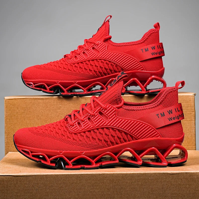 Men's Breathable Mesh Running Shoes Blade Sole Sneakers Lightweight Non-Slip Sports Shoes for Gym Walking Casual Wear