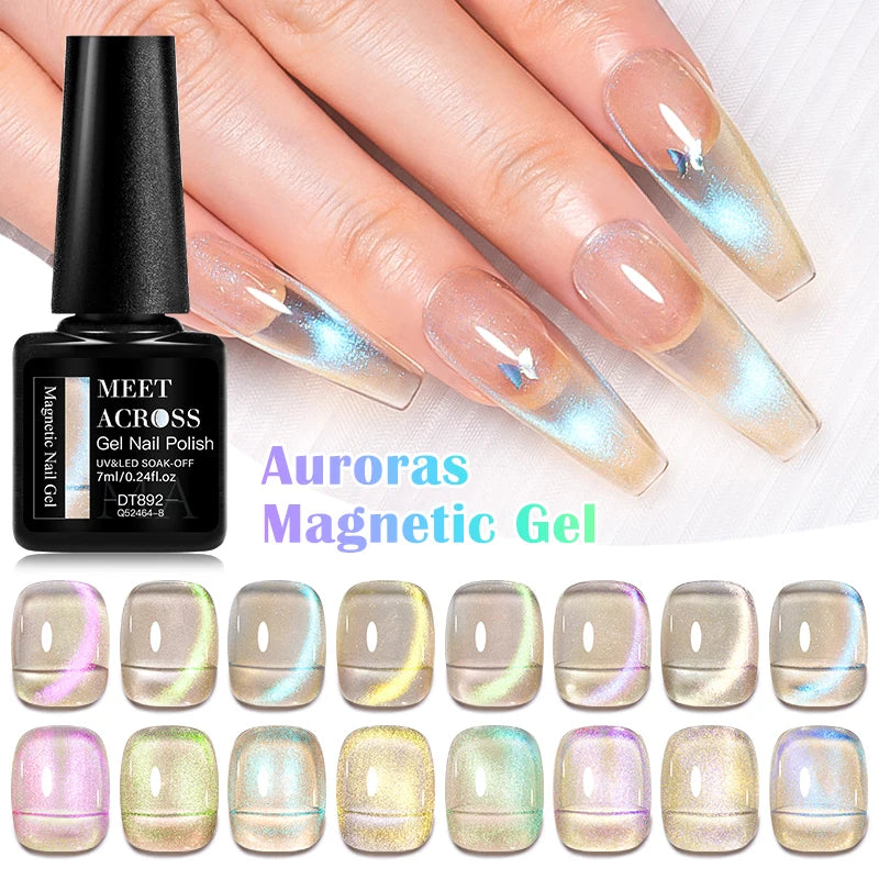 7ml Aurora Cat Magnetic Gel Nail Polish Blue Nails Sparkling Glitter Semi-Permanent Nail Art Soak Off UV Gel Varnish Manicure
