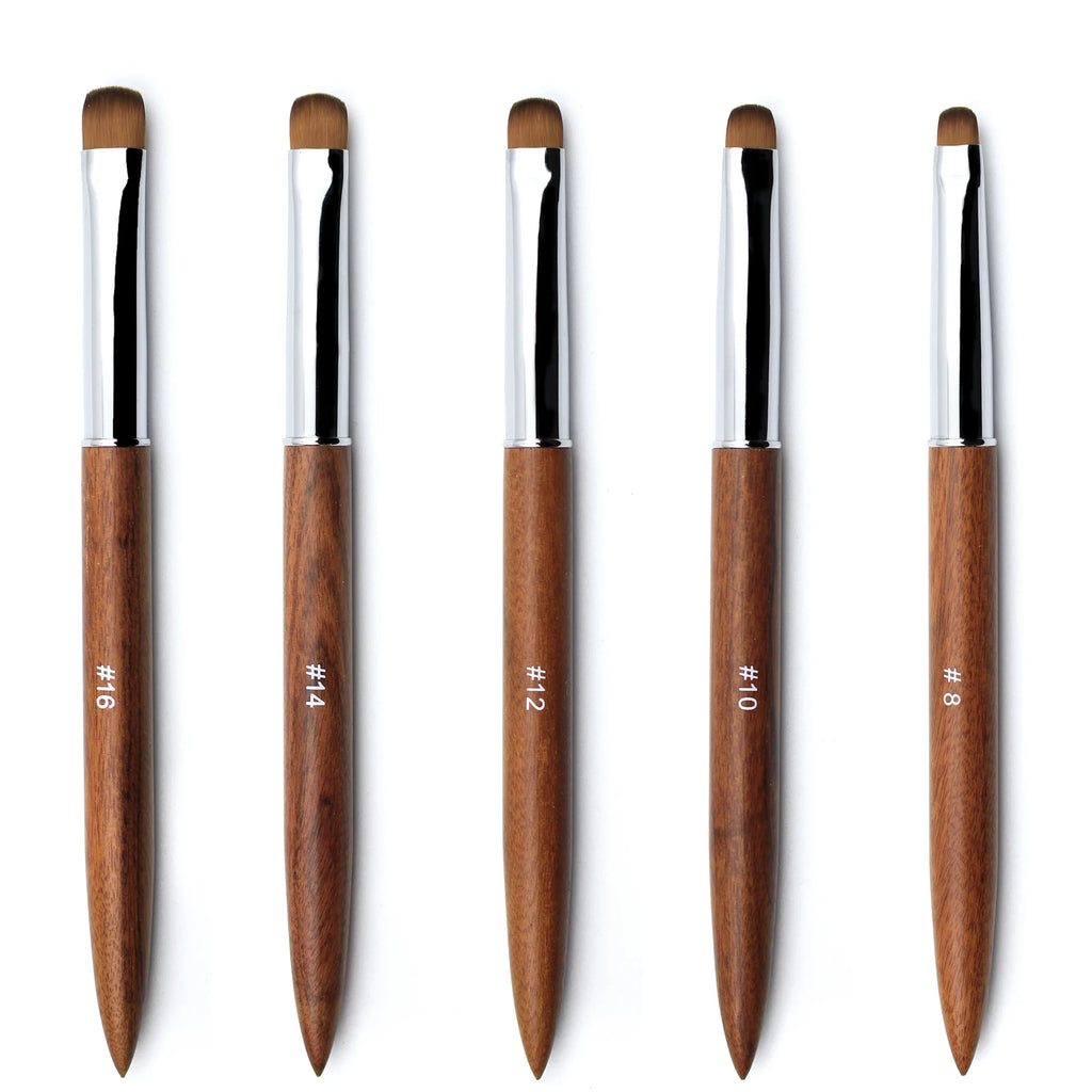5pcs French Nail Brush Sandalwood Handle Acrylic Drawing Rhinestone Gel Painting Manicure Tool 8-16