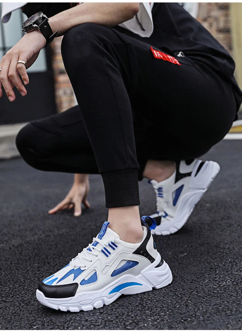 Men's Casual Sports Shoes 2023 New Men Platform Breathable Running Shoes Trendy Leather Stitching Mesh Men Nude Shoes ÐºÑ€Ð¾ÑÑÐ¾Ð²ÐºÐ¸