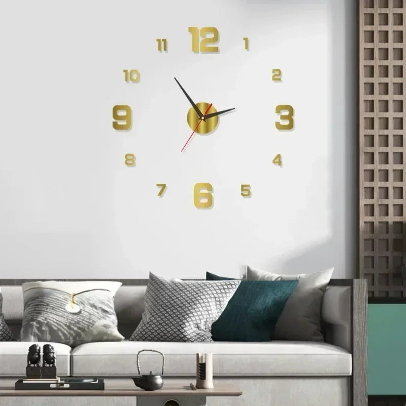 New Modern Design Large Wall Clock 3D DIY Quartz Clocks Fashion Watches Acrylic Mirror Stickers Living Room Home Decor Horloge