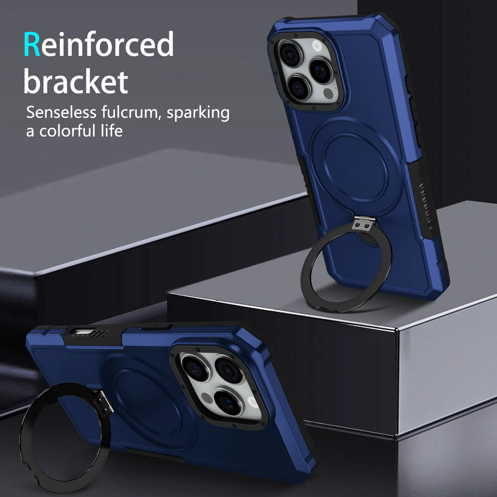 Luxury Armor Case for IPhone 17 16 15 14 13 12 11 Pro X XS XR Max 8 7 6 Plus Ring Holder Slide Lens Stand Phone Cover Shockproof