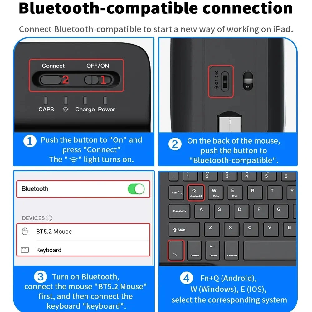 10 lnch  Wireless  Bluetooth Mini Keyboard For ios Phone Tablet Portable Bluetooth Keyboard and Mouse