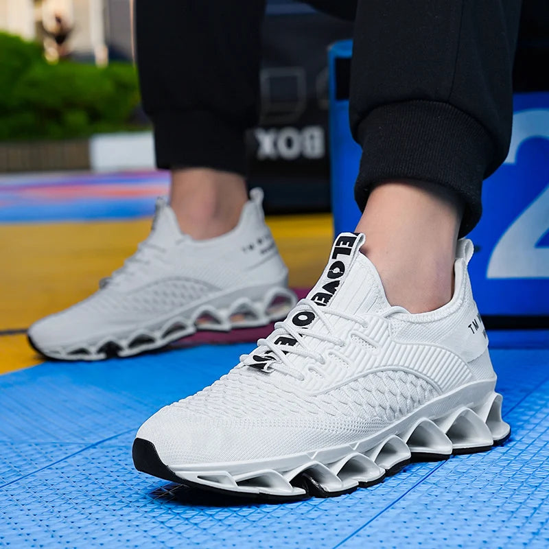 Men's Breathable Mesh Running Shoes Blade Sole Sneakers Lightweight Non-Slip Sports Shoes for Gym Walking Casual Wear
