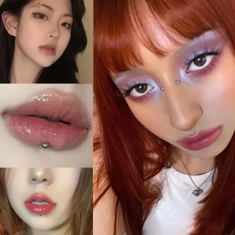 180pcs Metal Fake Nose Ring Stickers Non Piercied Lip Nails Ear Stud for Women Men Pack Fake Eyebrow Lip Piercing Body Jewelry