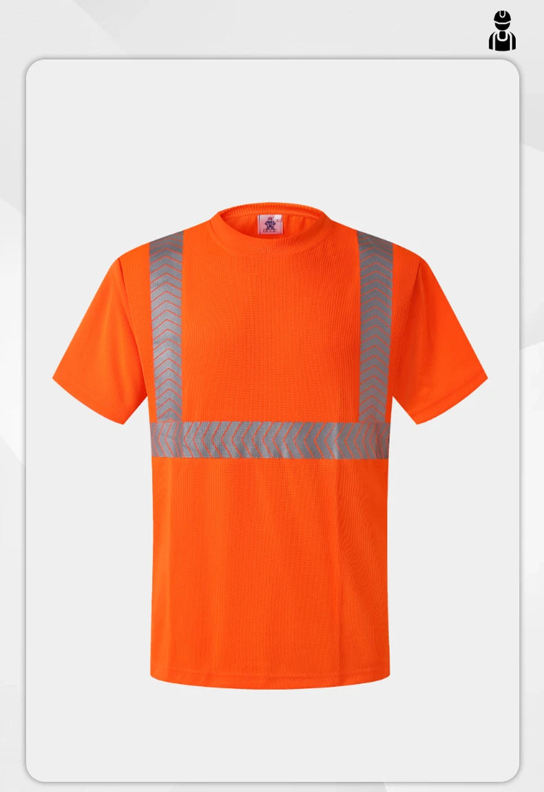 S-4XL Summer Reflective T-shirt Safety Work Short Sleeves Shirts High  Visibility Shirts Ideal for Construction Mining Airport