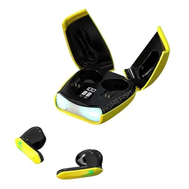 HOMEFISH  Wireless Earbuds BT 5.2 Low Latency, Waterproof with Cool LED Lights, 5H Playtime for E-Sports & Music