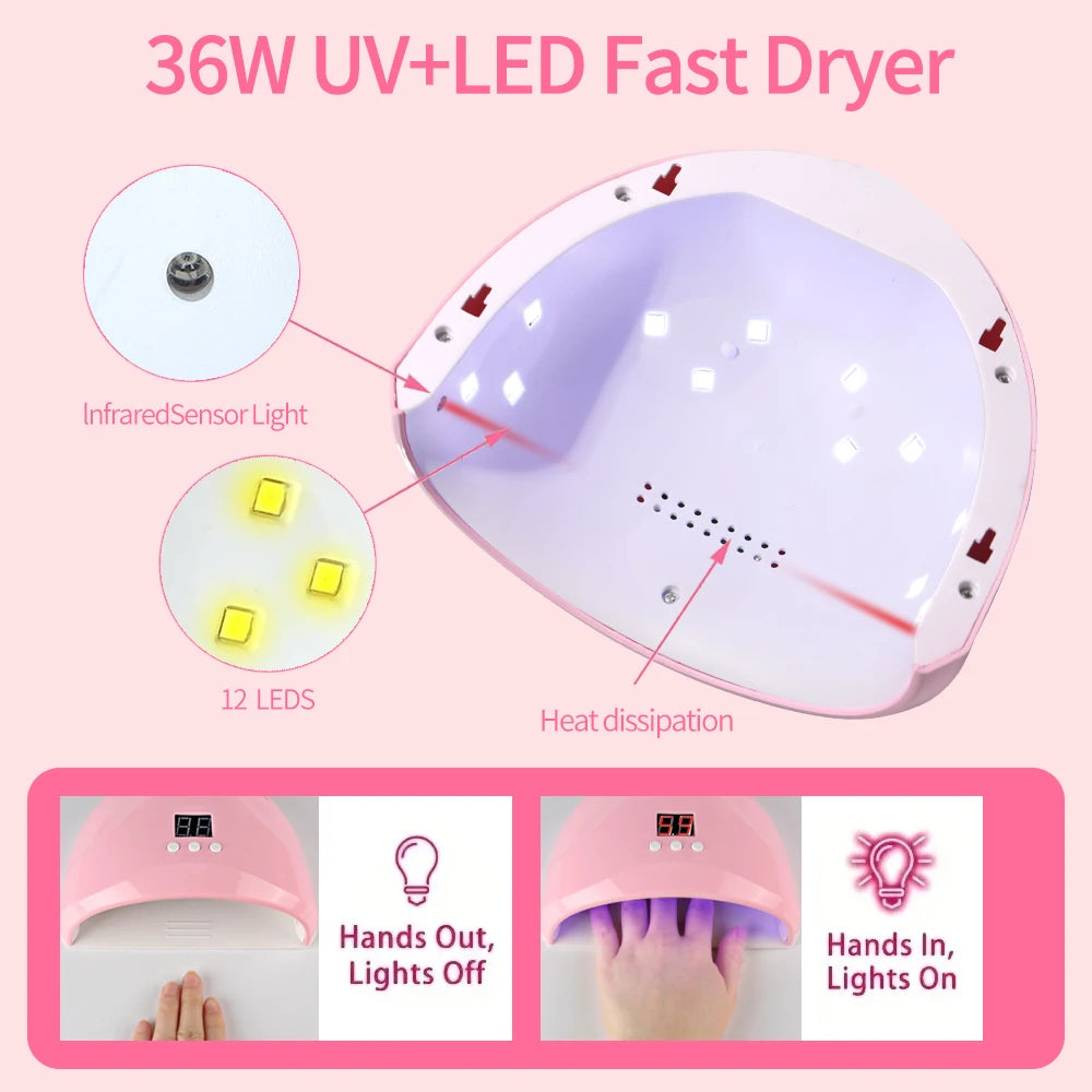 LULAA Portable Nail Lamp Professional Fast Curing Nail Dryer  UV LED Nail Light for Acrylic nails Gel polish Travel Home