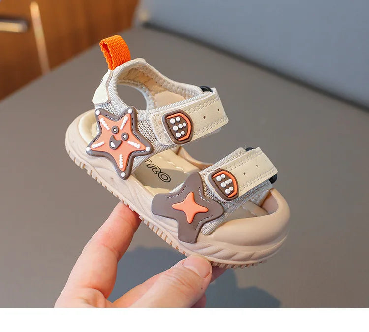 Children Summer Beach Sandals 2026 Super Cool Boys Artifical Leather Breathable Comfortable Flat Sandals Baby Soft Shoes H03272