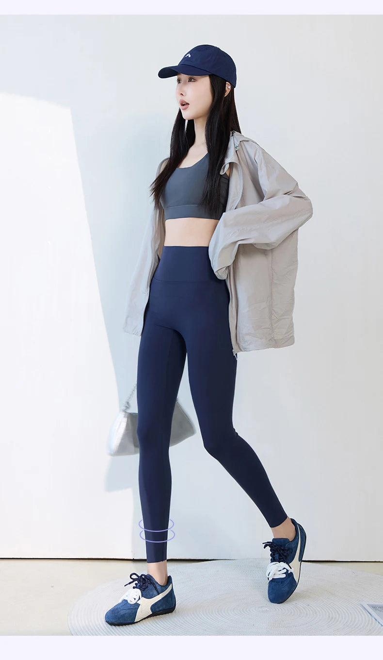 BIVIGAOS Spring Summer New Plum Red 3D Naked Feeling Sharkskin Leggings Women Slim Sexy Sport Yoga Push Up Fitness Leggings
