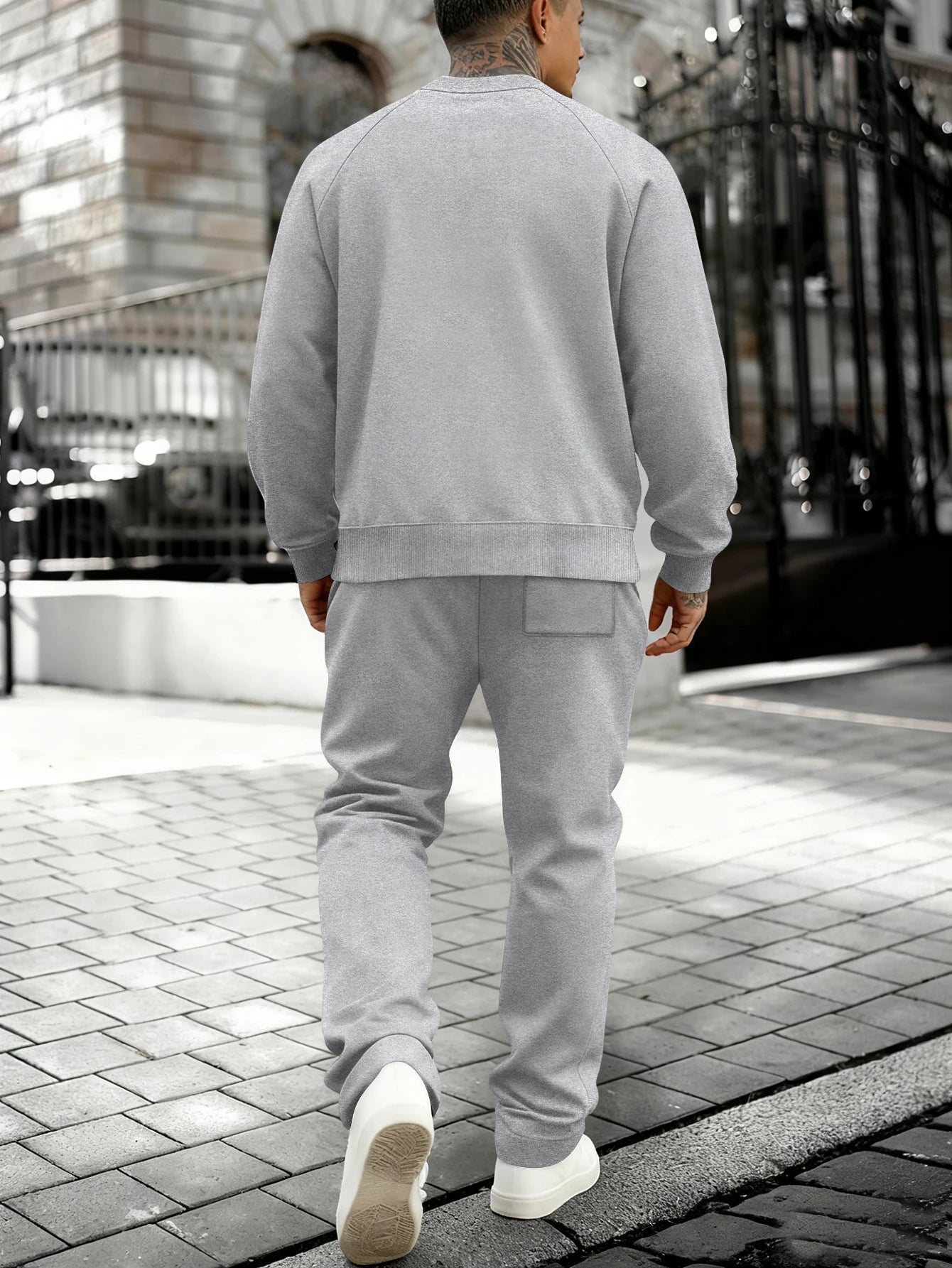 New Autumn Winter Solid Color Sportswear Casual Suit, Minimalist And Relaxed Style, Warm And Comfortable Men's Suit.