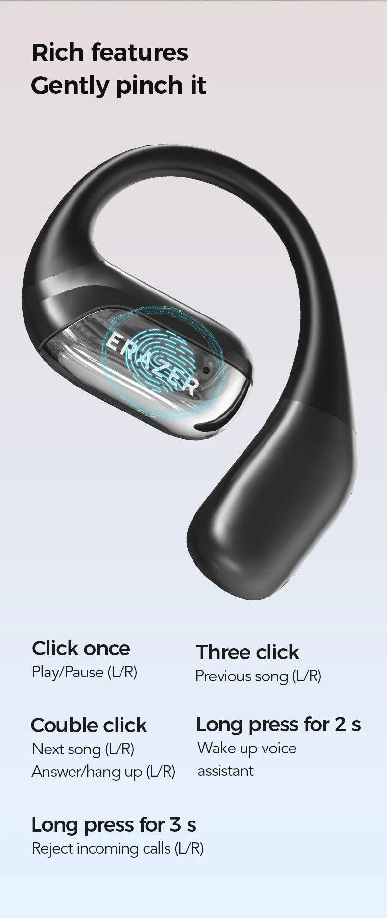 Bluetooth Headphones ERAZER XF35 Full HD Display Wireless Earphones Translation Earbuds Clear Sound Quality 400mAh Charging Case