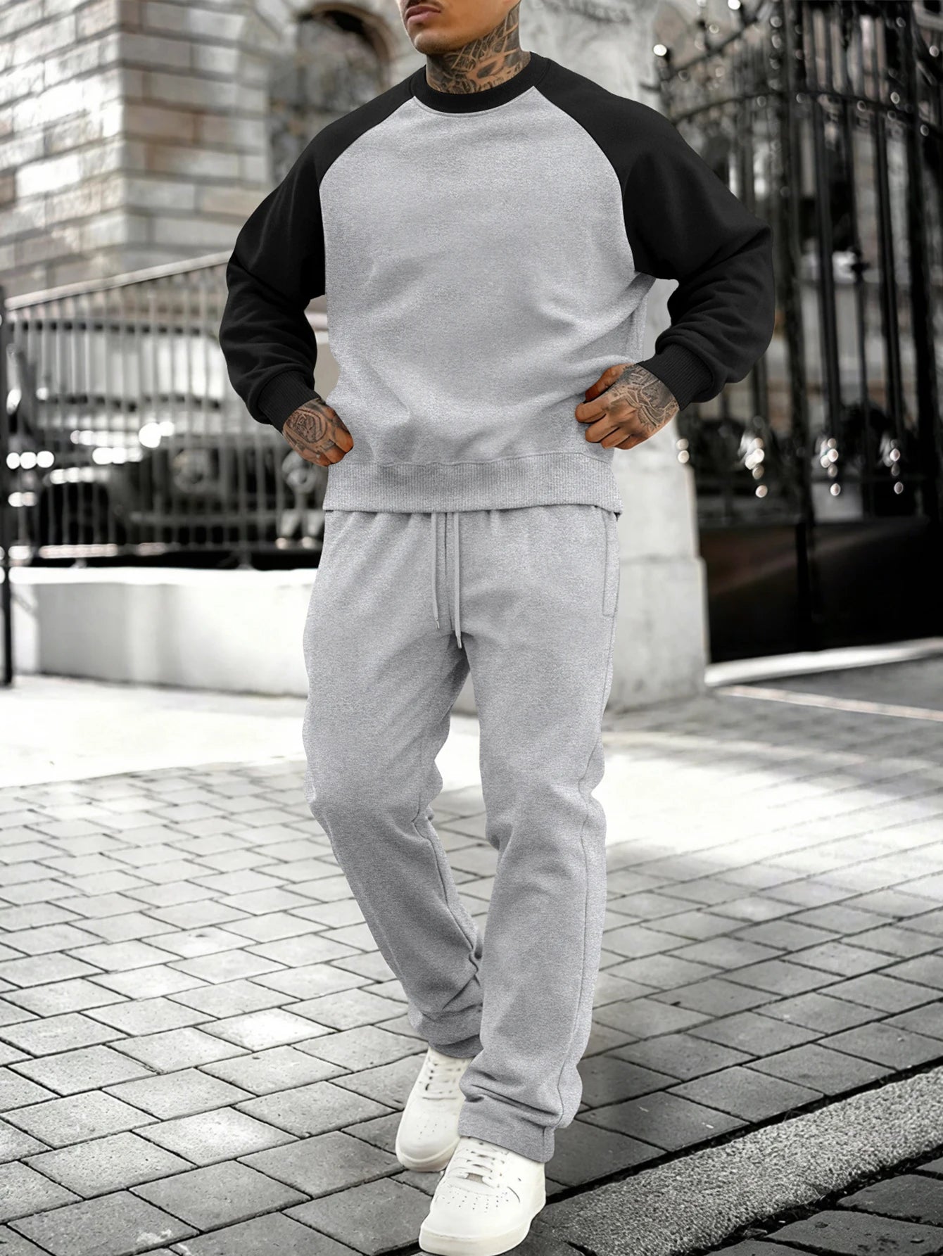 New Autumn Winter Solid Color Sportswear Casual Suit, Minimalist And Relaxed Style, Warm And Comfortable Men's Suit.