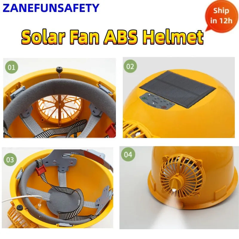 Solar Fan Helmet With Powerful Fan Big Straw Hat Cloth Hat Solar Panel 6000mAh Rechargeable Lithium Battery LED Headlight Helmet