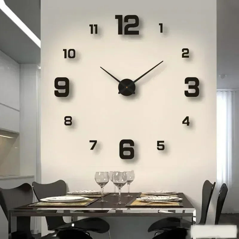 New Modern Design Large Wall Clock 3D DIY Quartz Clocks Fashion Watches Acrylic Mirror Stickers Living Room Home Decor Horloge