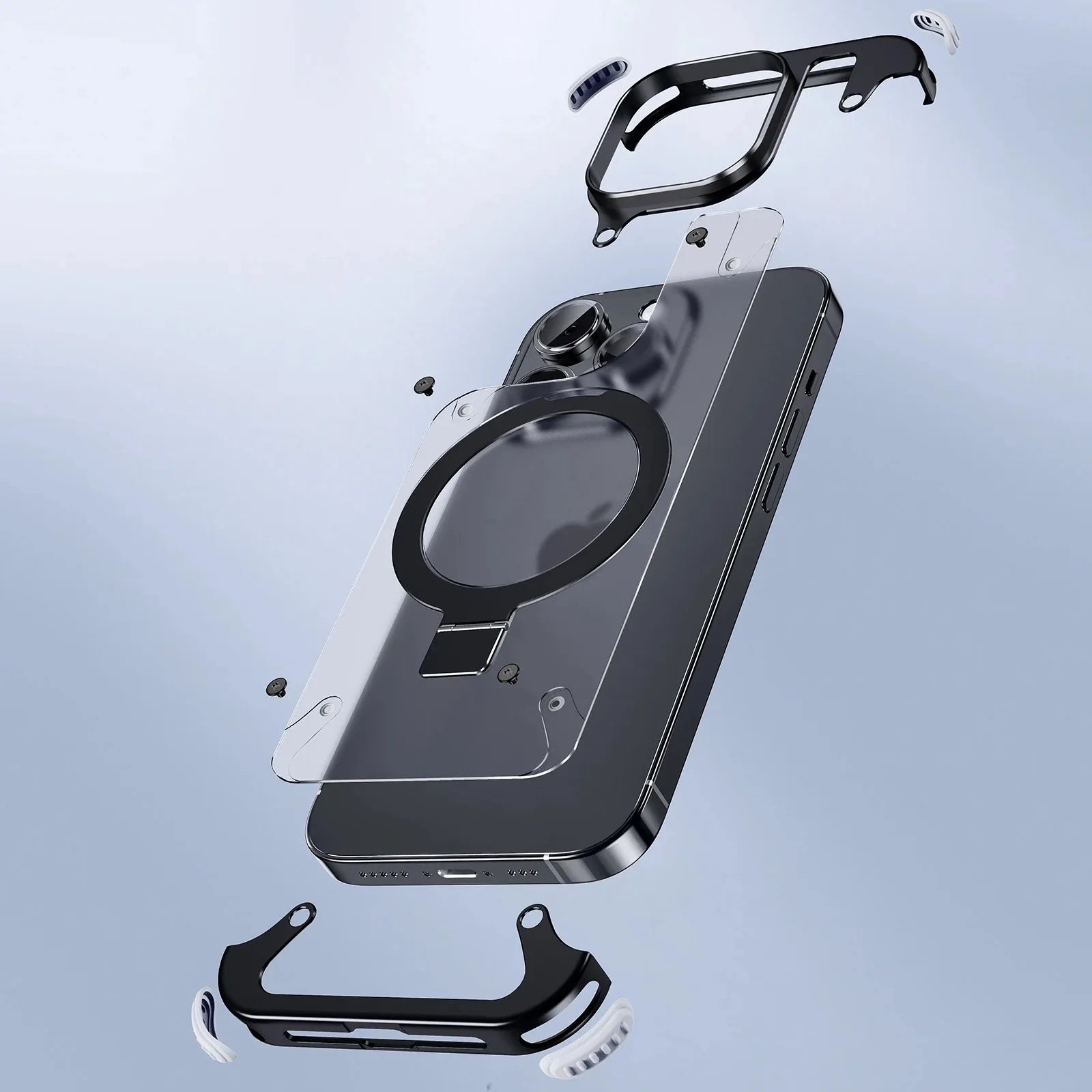 Eary for iPhone 13 Pro Phone Case with Magsafe Ring Kickstand Frameless Minimalist Bumper Shockproof Protector Phone Cover Shell