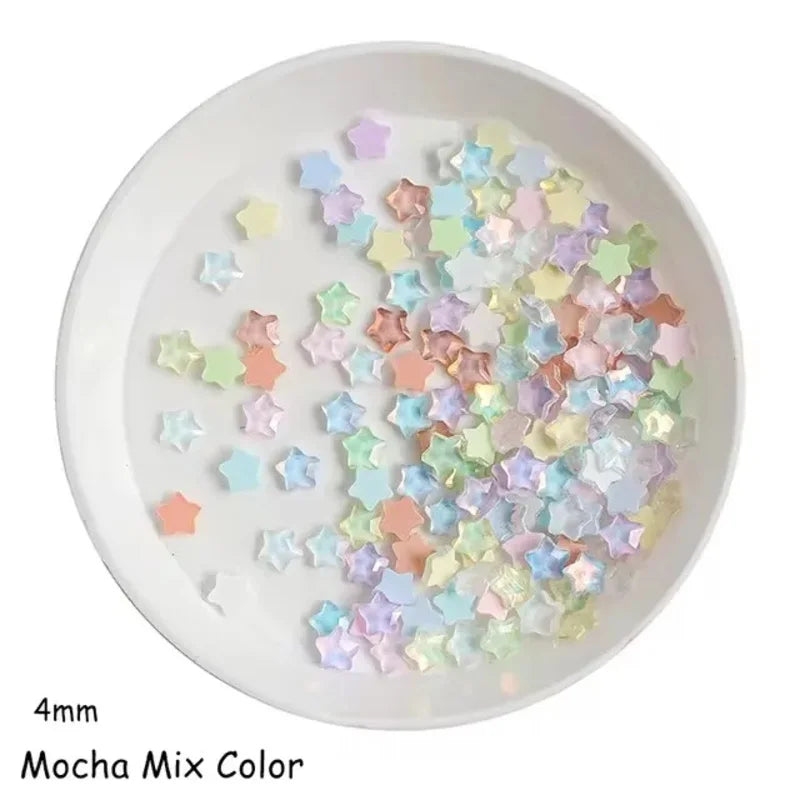 100Piece Cute Mini Mocha Color Stars 4MM Flat Glass Crystal Nail Art Rhinestones DIY Nail Decoration Stone