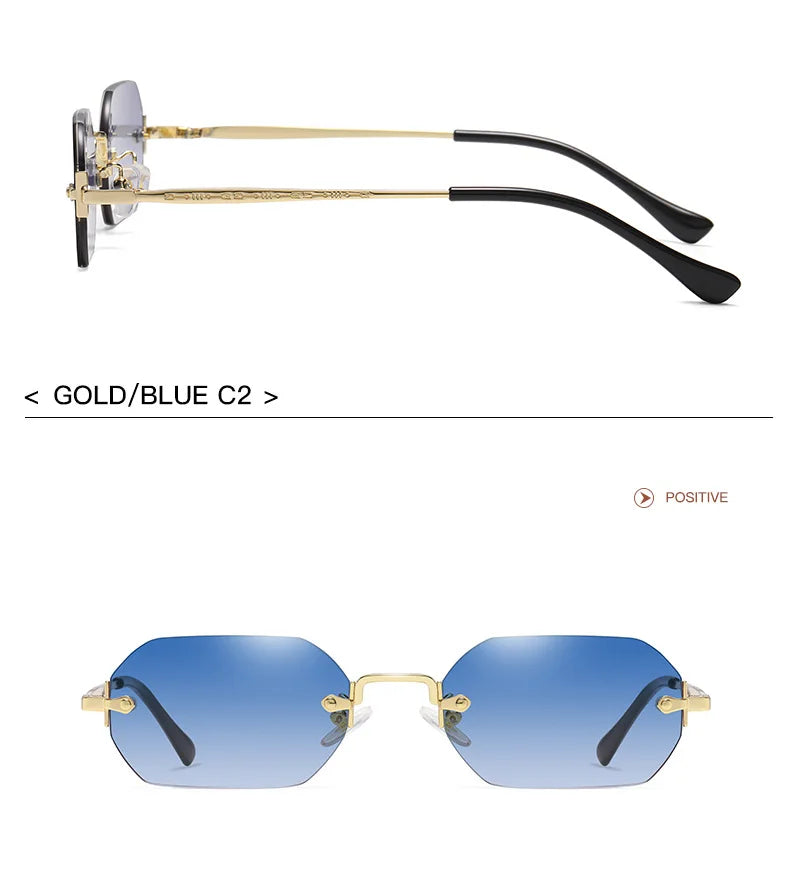 SHAUNA Gothic Rimless Sunglasses Retro Punk Gradient Shades UV400