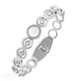 Stainless Steel Crystal Bracelet Bangle – Elegant 3-Stone Fashion Jewelry
